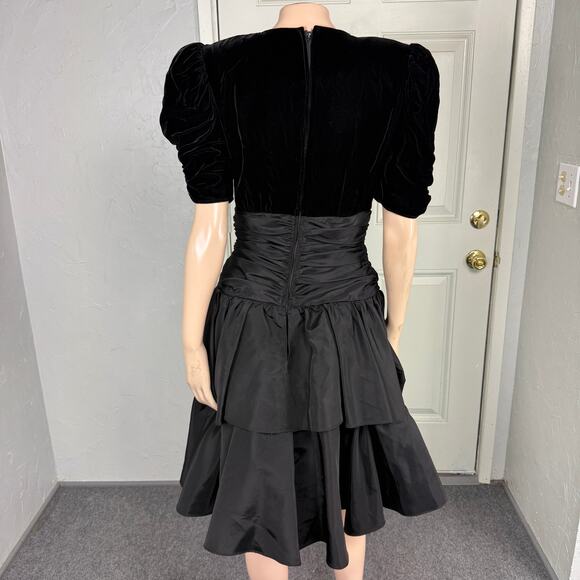 Vintage 70s Zum Zum Party Dress 7/8 Formal Prom Evening Taffeta Velvet V3-3 - Picture 4 of 10